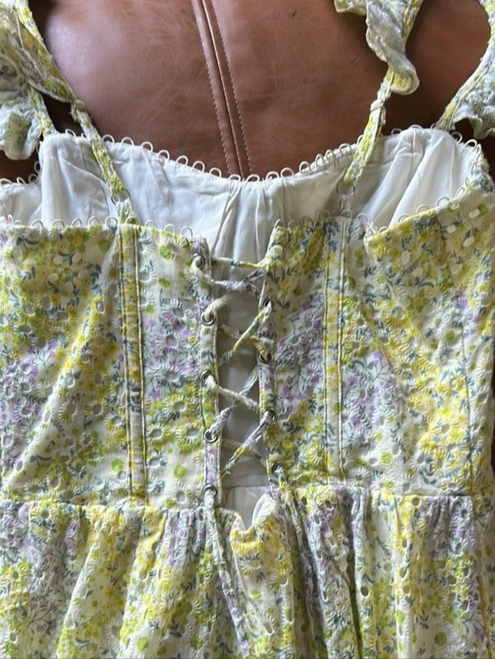 Astr Yellow Floral Eyelet Midi Dress - Picture 14 of 14